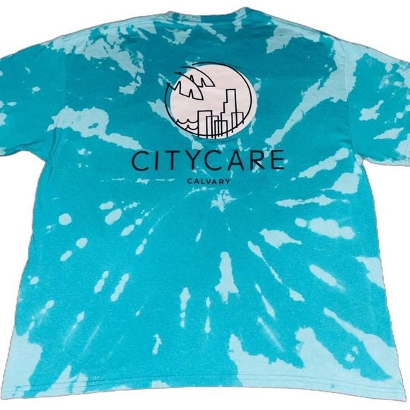 Vintage City Care Bleached Teale T-shirt XL - Picture 1 of 4
